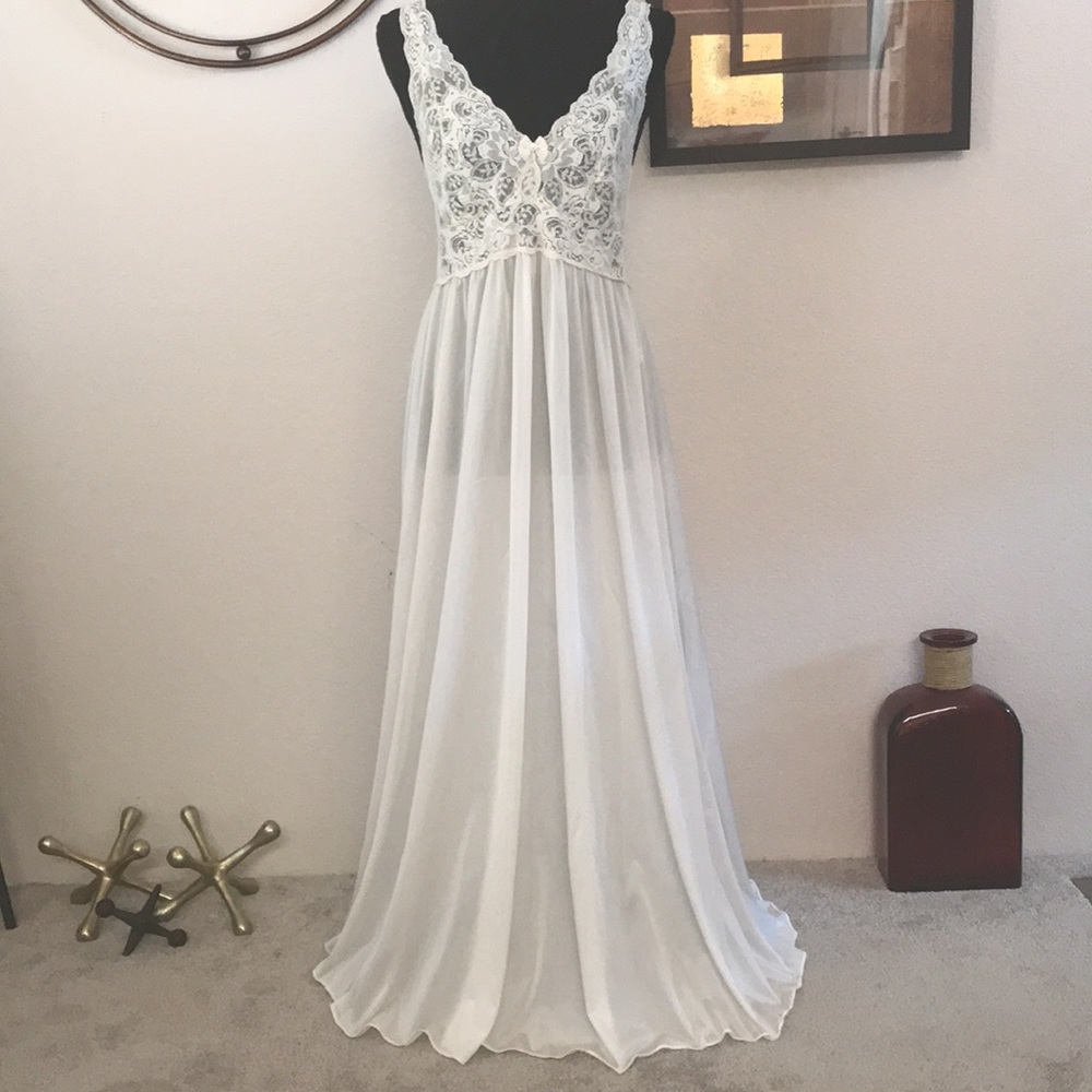 Vintage Shadowline Full Sweep Bridal Long Maxi Nightgown Slip Dress Chemise S
